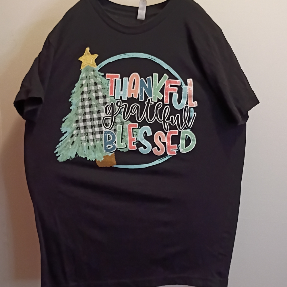 Festive Black Graphic Tee for Women